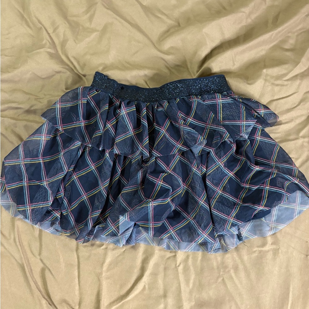 Navy Plaid Ruffle Skirt for Kids